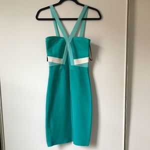 Turquoise Bebe Bodycon Bandage Dress